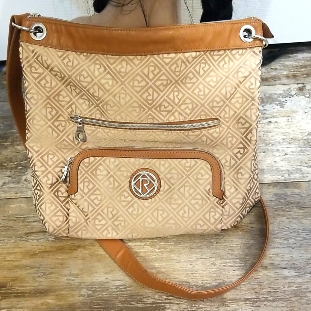 Relic Crossbody Tan/Brown/Silver Handbag with Adjustable Strap